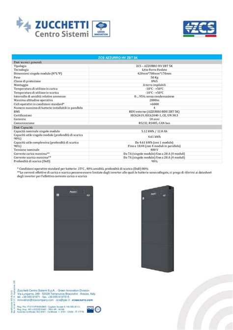 Batteria al Litio Zucchetti HV ZBT 5K 5.12kWh per .